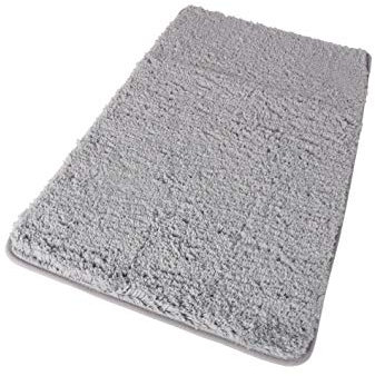 BM 4161 Tappeto Bagno Assorbente Antiscivolo a Pelo in Microfibra 45x75 cm Grigio Tappetino Lavabile Morbido Assorbente da Terra per Vasca