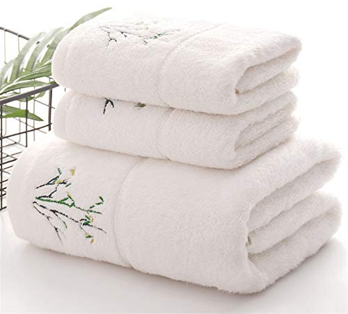 ZZDH Drap de Bain Serviette de Bain en Fibre de Bambou Ensemble Serviette de Broderie Serviette de Plage Serviette Douce et Confortable Lave-feu épaissie (Color : D, Size : 70x140cm 1pcs)