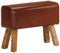vidaXL Sitzbank Turnbock-Design Flurbank Turnbank Lederbank Flurmöbel Polstermöbel Sitzhocker Polsterbank Bank 58cm Braun Echtleder und Mangoholz