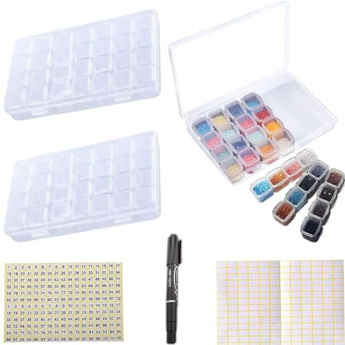 RUNCCI-YUN 28 Grid Plastic Box Diamond Painting Accessories Storage Box, crystal storage box bead boxes storage, Adjustable Storage Boxes - for DIY Art Craft Medicine Pill Storage Box