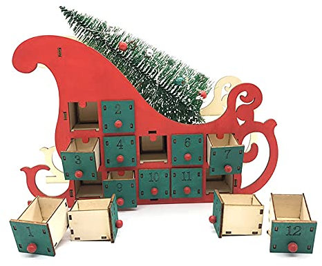 Kit de décoration de Noël pour la maison, calendrier de l'Avent en bois à faire soi-même, avec tiroirs, arbre de Noël, calendrier de l'Avent