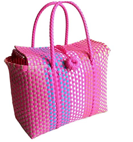 FJZFXKZL Bolsos De Paja, Mujeres Durable Weave Bag Bolsa de Playa Tejido Bolsa de cucharón Casual Tote Bolsos Bolsos Popular Recepción Paja Plástico Braided Cesta (Color : Rose Red)
