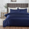Morbuy Silk Satin Double Duvet Cover with 2 Pillowcases, Navy Blue Bedding Set Easy Care Duvet Cover Set with Zipper Closure - Luxury Ultra Soft Quilt Cover 3 Piece - 200x200cm