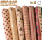 Anstore Geschenkpapier Weihnachten,12 Stück Recycelbares Weihnachtspapier Blatt 70x50CM,Geschenkverpackung Papier Geburtstag Geschenkpapier Set,Xmas Papier mit 12 Geschenkanhängern und 30m Juteschnur