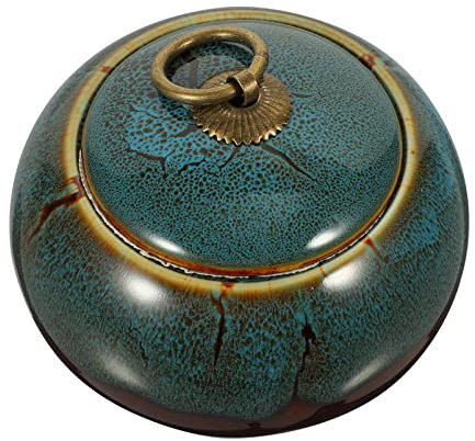 UPKOCH Vintage Pottery Canister Porcelain Loose Tea Canister Chinese Ceramic Tea Jar for Sugar Salt Bowl Pots