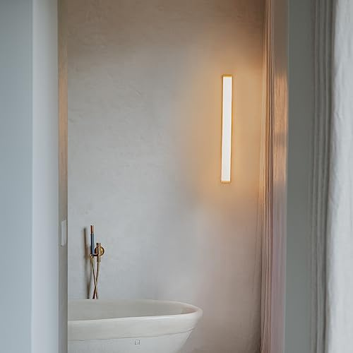 Qazqa Badezimmer led Modern Wandleuchte, Wandlampe - Cascada - Gold, inkl. 5.4W integrierter LED, 3000K, warmweiß, 2-flammig, 62cm, IP44, Ideal als Badezimmerlampe