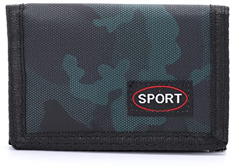 irisaa Unisex Geldbörse Geldbeutel mit Sicherheitsring Urlaub, Portemonnaie mit Sichtfenster Münzfach vielen Kartenfächern Teenager, Geschenk für Jungen Mädchen, Damen Tasche:Grün Camouflage