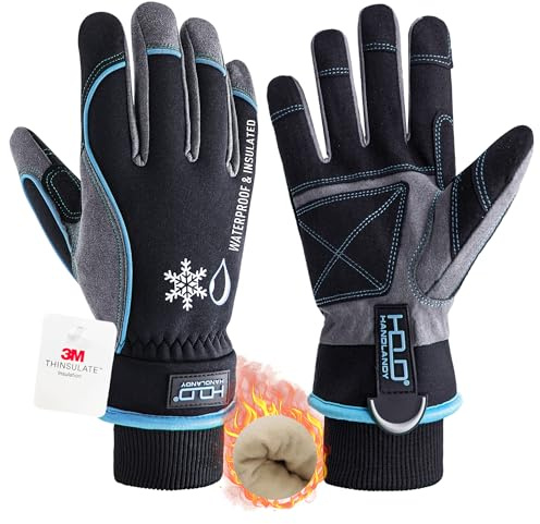 AIGEVTURE Arbeitshandschuhe für kaltes Wetter, wasserdicht, kaltes Wetter, Arbeitshandschuhe für Herren, Touchscreen, isolierte Winterhandschuhe mit Thermo-Fleece, M