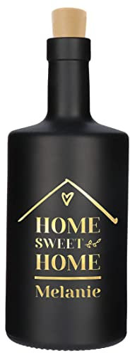 polar-effekt LED-Leuchtflasche schwarz mit personalisierter Gravur - Motiv Home Sweet Home - mit LED Beleuchtung - DIY Geschenkidee - Trend - Geschenk für Jung, Alt - Mann, Frau