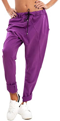 Toocool - Pantaloni Donna garzati Tuta Cavallo Basso Turca Harem Sarouel MS-50216 [Taglia Unica,Viola]