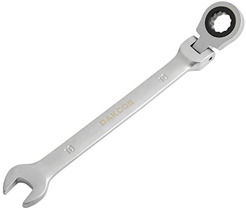 DAKCOS Llave combinada flexible Llave fija con carraca 10mm Llave de trinquete articulada, Cr-V