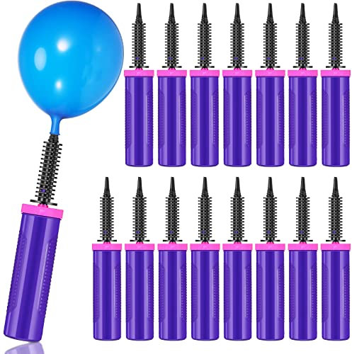 16 Stück Ballon-Luftpumpe, Handluftpumpe für Ballons, 2-Wege-Dual-Action-Handballonpumpe für Geburtstagsparty, Dekoration, Übungsball, Yoga-Bälle, Pool-Schwimmer, 30,5 x 5,1 cm (Rosenrot und Lila)