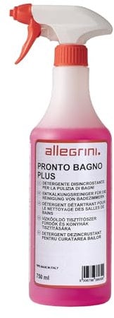 Allegrini Pronto Bagno Plus Detersivo Anticalcare Spray Igienizzante e Disincrostante per Pulizia Bagno Doccia Wc Rubinetto 750 ml