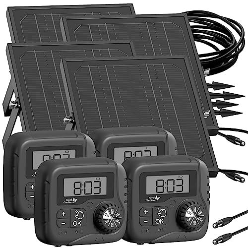 Royal Gardineer Bewässerungsanlage: 4er-Set Autarkes 51-TLG. Solar-Bewässerungssystem mit Pumpe, 45 l/Std. (Bewässerung Tropfschläuche, Tröpfchen-Bewässerung, Gewächshaus)