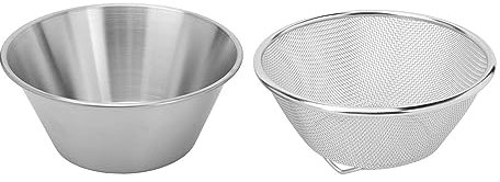 Stainless Steel Colander Bowl Micro Perforated Strainer Colander Set with Mixing Bowl Sifter Strainer for Draining Cooked Pasta Noodles Washing Vegetables Fruits