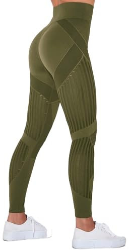 Yunafit Leggings Cleo Kompressionshose Damen für Sport,Gym - High Waist Booty Scrunch Butt Yoga Hosen Schwarz