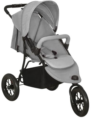 vidaXL Kinderwagen Hellgrau Stahl
