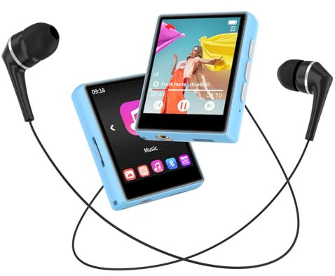 Lecteur MP3 64GB avec Bluetooth 5.3,Lecteur MP4 Android Streaming avec écran tactile,Lecteur MP3 HiFi sans perte avec Radio FM,Alarme,Chronomètre,Calendrier, Enregistreur,Prise en Charge Jusqu’à 128GB
