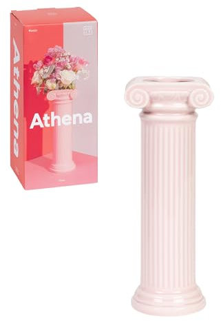 DOIY - Vase décoratif Moderne - Design Athena en Forme de Colonne ionique - Fabriqué en céramique - Vase pour Fleurs - Vase décoratif - Couleur Rose - 9,2x8x25 cm