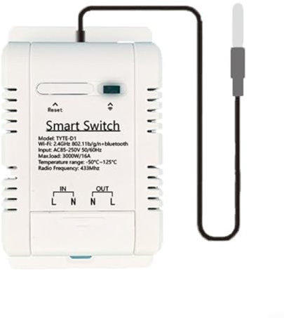 TH-16 Smart Switch con sensore di temperatura impermeabile, telecomando, monitoraggio in tempo reale (per eWelink)