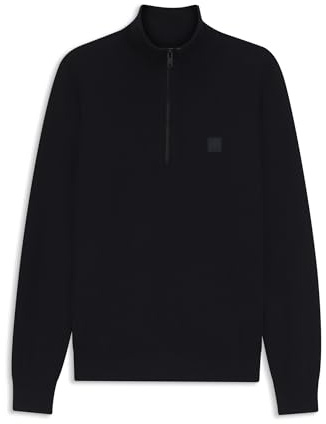 BOSS Herren Kanobix S Pullover aus Baumwolle und Kaschmir mit Troyerkragen