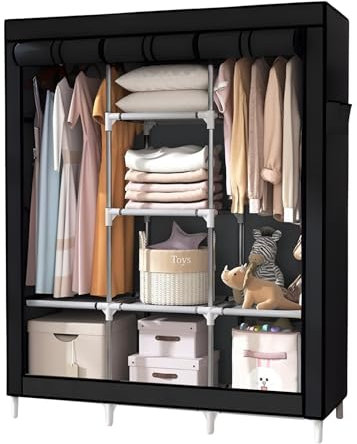 MAGIC SELECT Armario portátil, plegable con cremallera, impermeable, organizador de almacenamiento para el hogar, dormitorio, sala de estar y garaje (150x170x45cm)