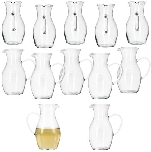 Ritzenhoff & Breker 12er Set Glas-Krug Valentino I geeicht 0,2L I (LxBxH) 10x7,5x13,5cm I Wein-Karaffe für Weiß- & Rotwein I Kännchen alternativ für Apfelwein, Essig & Öl, Sauce, etc.