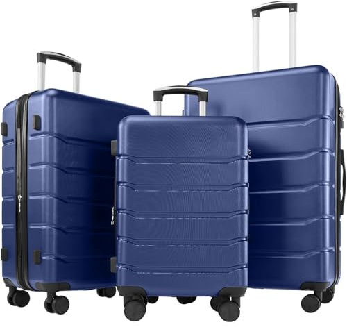 DUMOS 3tlg. Hartschalenkofferset Hard Shell Basic Hartschalenkoffer Trolley Koffer offerset Gepäck Reisekoffer Reisek Rollkoffer Schloss 4 Rollen Hartschale Teleskopgriff