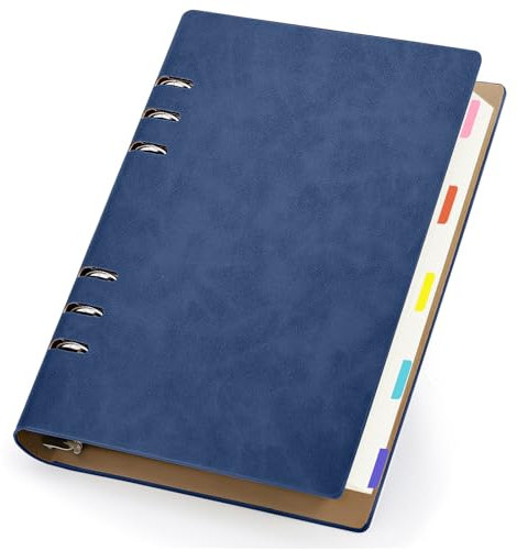 Yarotm Notizbuch A5 Liniert - Spiralblock Notizheft Dunkelblau 14x21cm - 100GSM Liniert Notizblock A5-300 Seiten Ring Binder Notebook A5 - Notizbuch Leder PU Reisetagebuch Nachfüllbar
