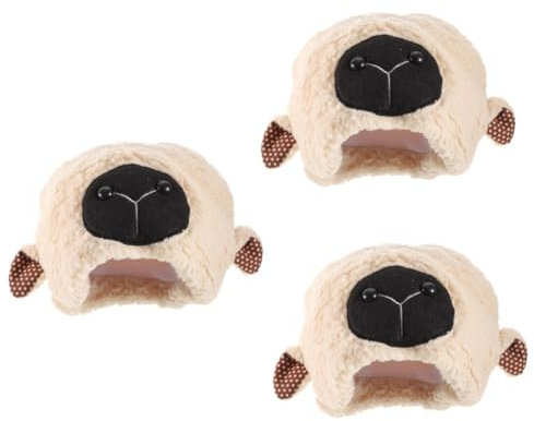 TOYANDONA 3St Hut Mit Lammohren Tiermütze Plüschhut Geburtstagsfeier Schafsohren Kopfbedeckung Schafmütze Mit Ohren Schafe Cosplay Tierhüte Kostüm Flauschige Mütze Sherpa Beige
