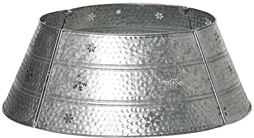HOMCOM Metal Christmas Tree Skirt, Christmas Tree Collar Base Cover with Hollow Snowflake Patterns, Xmas Decoration for Party, Holiday, Home, Silver, 66cm
