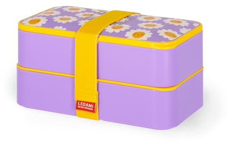 Legami - Porta Pranzo, Lunch Box con 3 Posate Incluse, Daisy, Contenitore Porta Pranzo, Capacità 1200 ml, a Prova di Perdite, Adatto a Microonde e Lavastoviglie, Ideale per Scuola, Ufficio, Lavoro