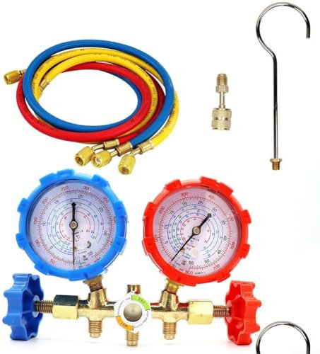 Kit de manómetro de colector Herramienta de aire acondicionado para R410A R32 R404A Essential HVAC Kit de manómetro para aplicaciones automotrices y HVACR (B)