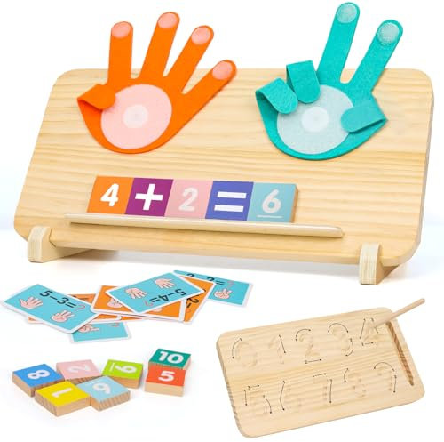XIAPIA Montessori Spielzeug Lernspiel ab 4 5 6 Jahre, Pädagogisch Wertvoll für Rechnen Zahlen Lernen, Kinder Mathe Lernspielzeug aus Holz, Geschenk für Vorschule Jungen Mädchen zum Geburtstag Neujahr