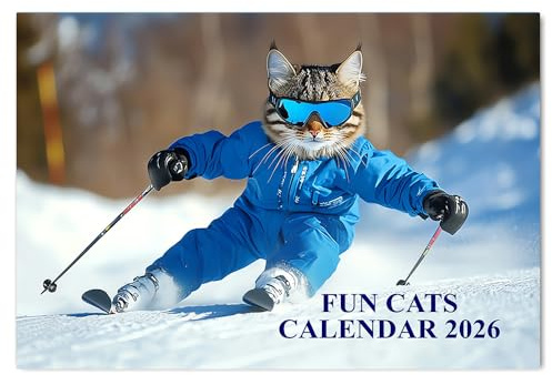 Lustiger Katzenkalender 2026 A4 12 Monatsansicht Wandkalender 2026 perfekt für Schulen, Büros und Zuhause Papa Prints