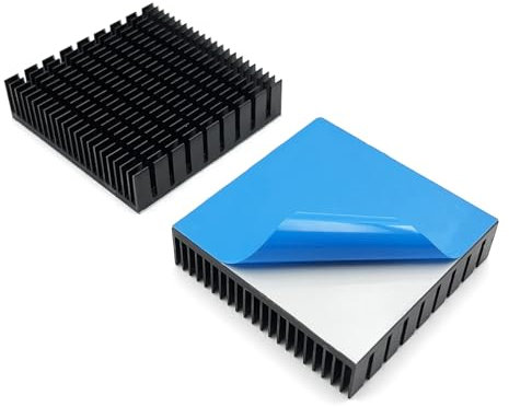 Awxlumv Dissipatore di calore in alluminio da 60 mm x 60 mm x 15 mm, con nastro adesivo conduttivo termico, modulo quadrato, dissipatore di calore, profilo, alette di raffreddamento per chip CPU,