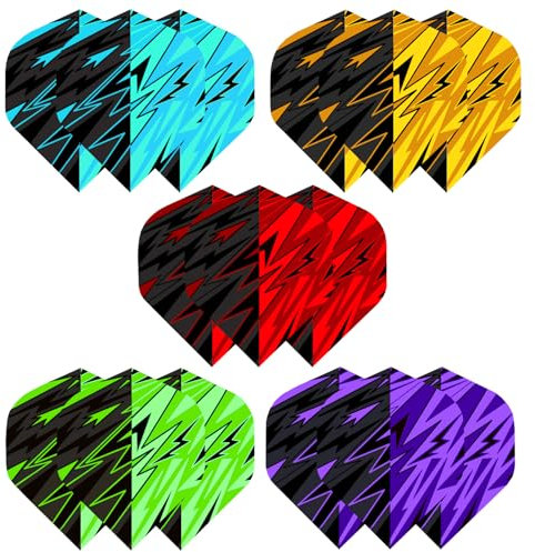 WLHGH Dart Flights, 5 Sets à 3 Stück, insgesamt 15 Premium PET Standard Dartflights für Soft und Steel-Tip Dartpfeile