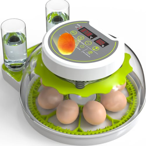 8-32 Eggs Incubator, Automatic Egg Turning, Digital Humidity Display & Auto Water Refill, LED Egg Candler, Dual Power Supply Poultry Hatcher for Chicken, Duck, Quail, Goose with 2 Trays - Green