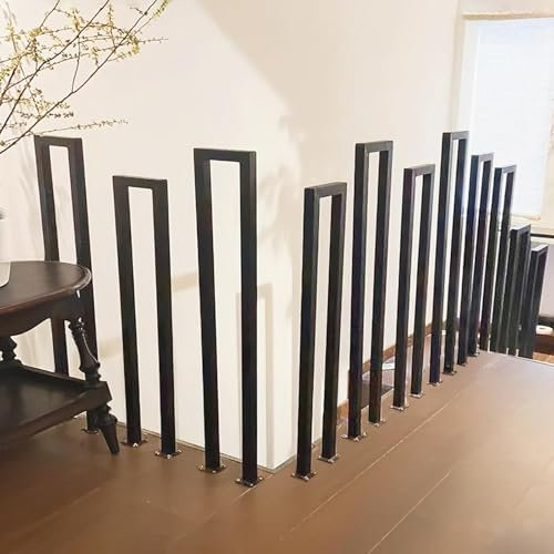 Ogimeka Ringhiera per Scale Interne, Corrimano per Scale Interne a Forma di U, Ringhiera a U, Corrimano Scale per Ville, Balconi, Corridoi, Appartamenti, Interni (75x20cm, Nero)