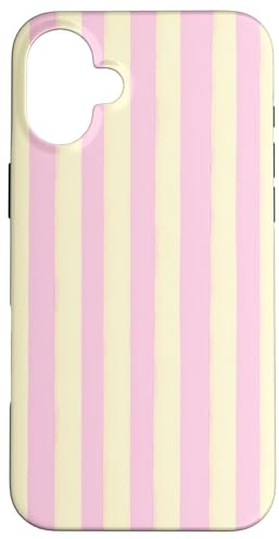 Cute Baby Pink and Butter Yellow Stripes Striped Case for iPhone 16 Plus