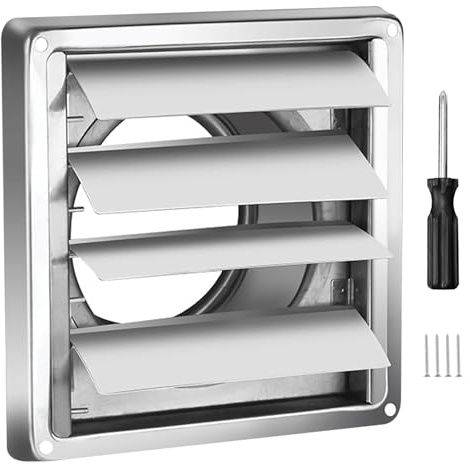 Lvjkes 304 Stainless Steel Ventilation Grille 100 mm with Insect Protection, Lockable Ventilation Grille, Prevent Blockages, Suitable for Places such as Cooker Hoods that Lead Directly Outwards