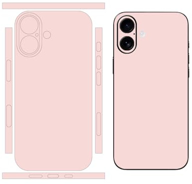 2 Pack Protective Films Compatible with iPhone 16 Plus (Pink) | Skin Wrap Vinyl Decal, Solid Color Sticker Cover, for Phone Back, Border, Camera