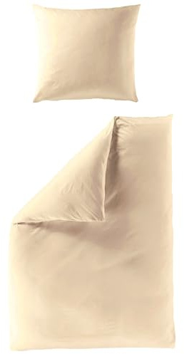 JACK by Bierbaum Uni Fein Biber Bettwäsche einfarbig Creme 100% Baumwolle, Größe:155x220cm Bettwäsche