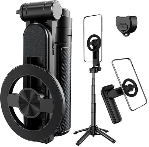 ZMCVOE 4 In 1 Multifunktions Selfie Stick, 4-In-1 Multifunktionaler Magnetischer Selfie-Stick, 360° Drehung Selfiestick mit Stativ, 10 M Reichweite Selfistick für Die meisten Mobiltelefone