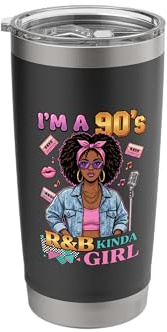 Im A 90s RNB Kinda Girl Cassette Tapes and Denim Jacket Stainless Steel Insulated Tumbler