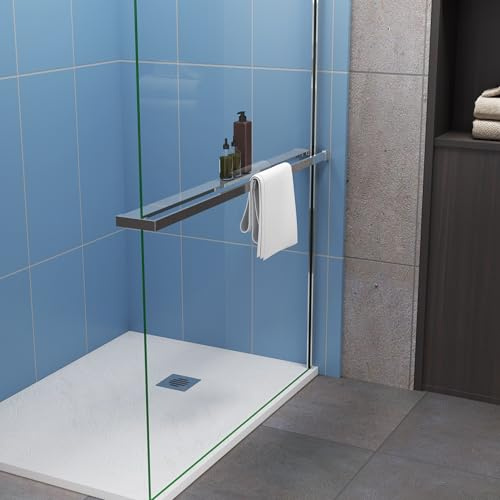 Étagère de Douche pour paroi de Douche à l'italienne 120cm, en Aluminium chromé Brillant, en kit Complet