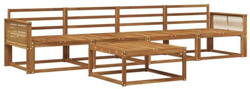 vidaXL Outdoor-Sofagarnitur 5 pcs Natur Massivholz Akazie, Outdoor-Sofa-Set, modernes Gartenmöbel, modulare Sitzgruppe für Komfortables Entspannen im Freien