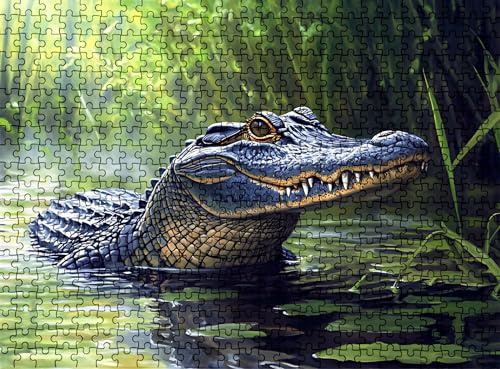 Puzzle 5000 Teile, Holzpuzzle Erwachsene Krokodil Fluss Impossible Klassische Jigsaw Puzzles 156.5 x 105.5 cm, Familien Spiel, Puzzle Stressabbau Denkspiel, Home Dekor w0-178