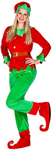dressforfun Frauenkostüm Weihnachtselfe | Langarm-Shirt in Jacket-Optik | Bequeme Hose | Schuhüberzieher und Gürtel (S | Nr. 300290)