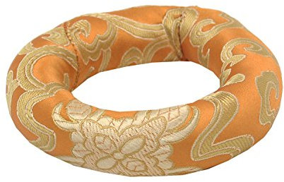 Seide Brokat Ring Kissen für tibetische Klangschale Hand Made Nepal Orange